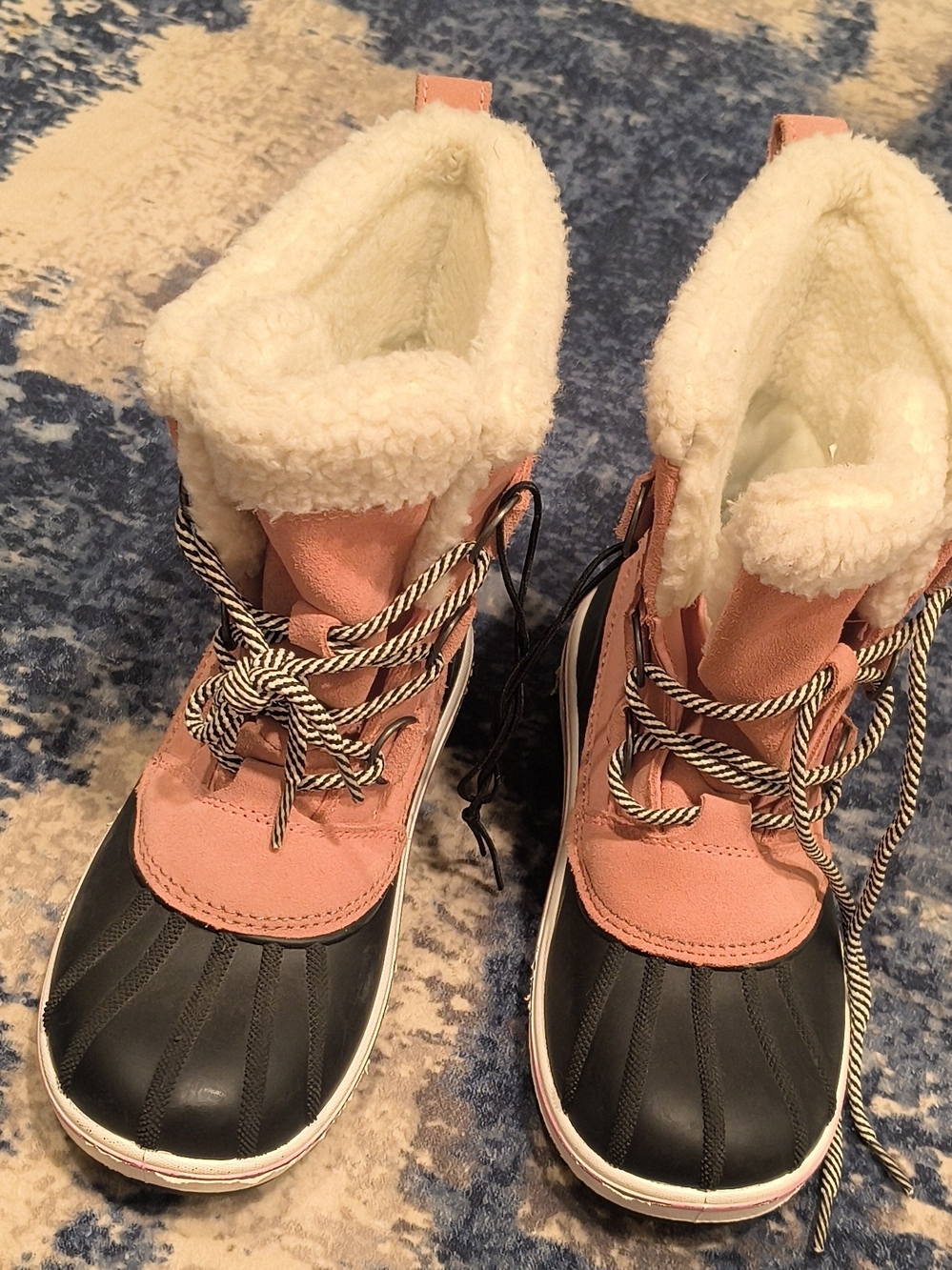 Target Pink and Black Waterproof Winter Boots with Sherpa Cuff